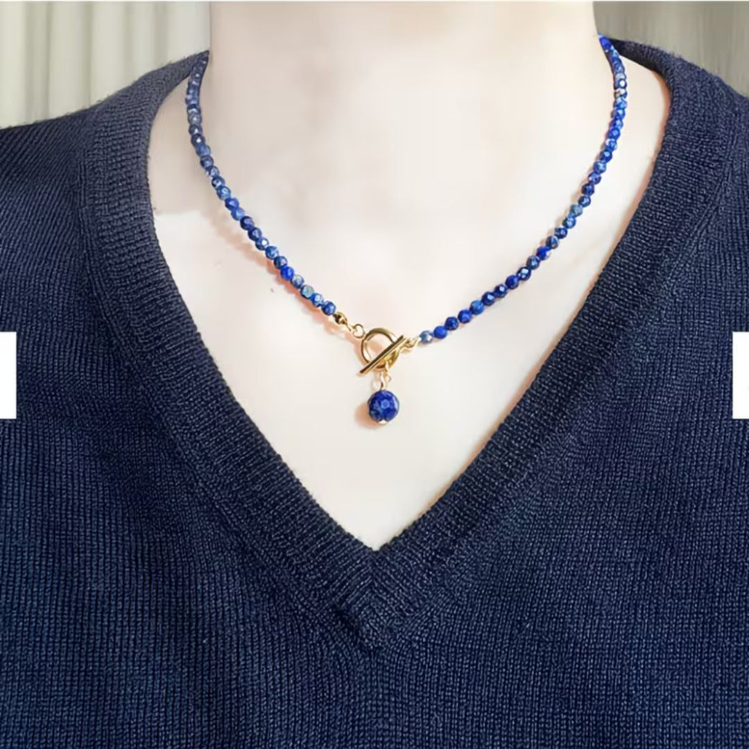 Beaded Lapis Blue Toggle Necklace