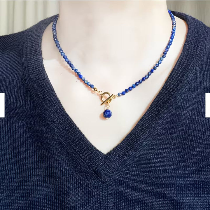 Beaded Lapis Blue Toggle Necklace