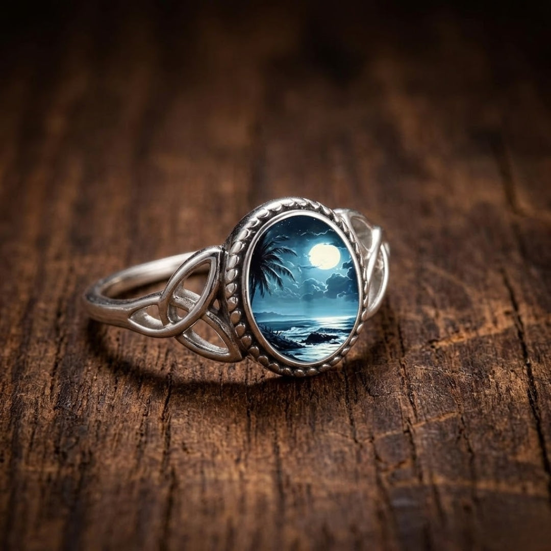 Moonlight Ocean Silver Ring