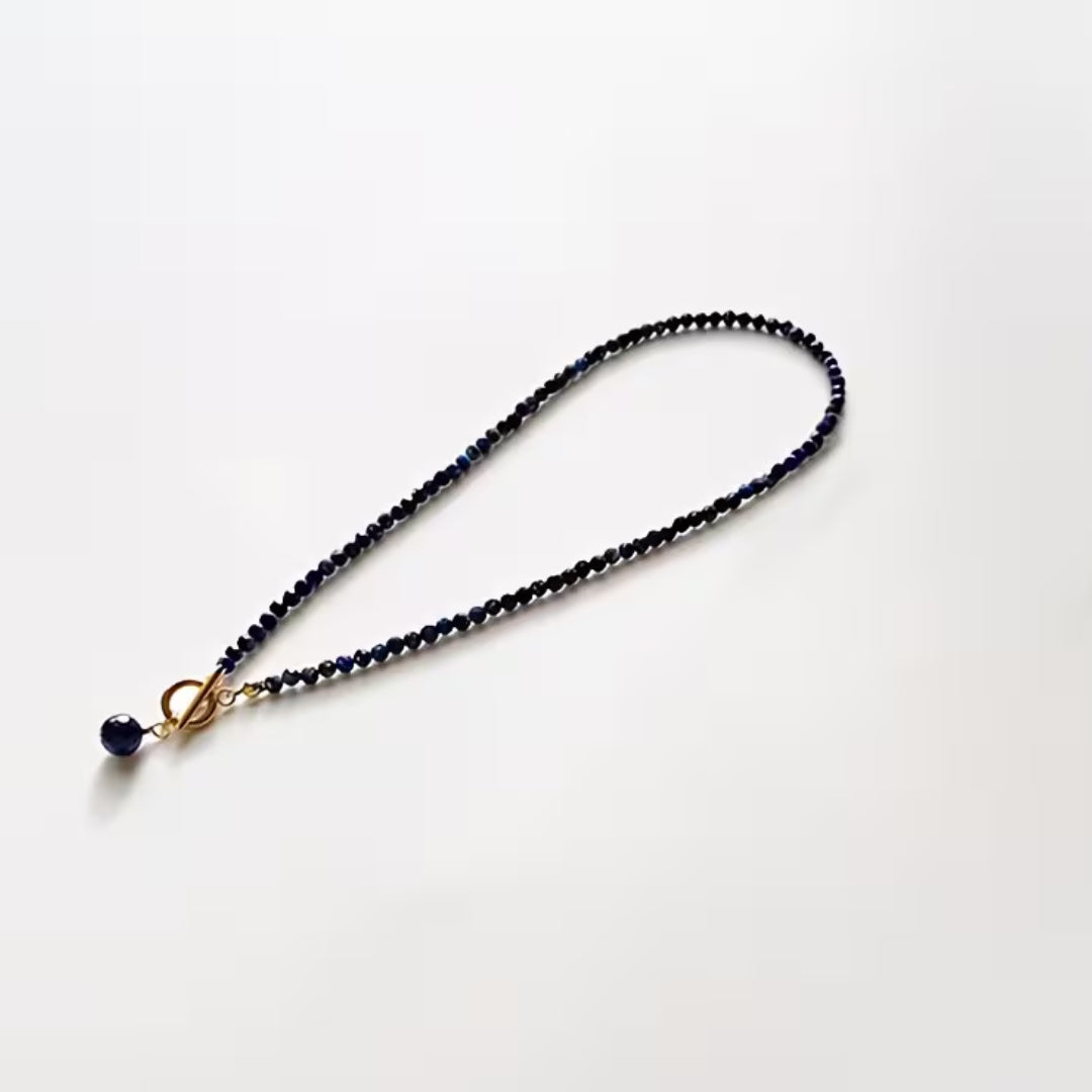 Beaded Lapis Blue Toggle Necklace