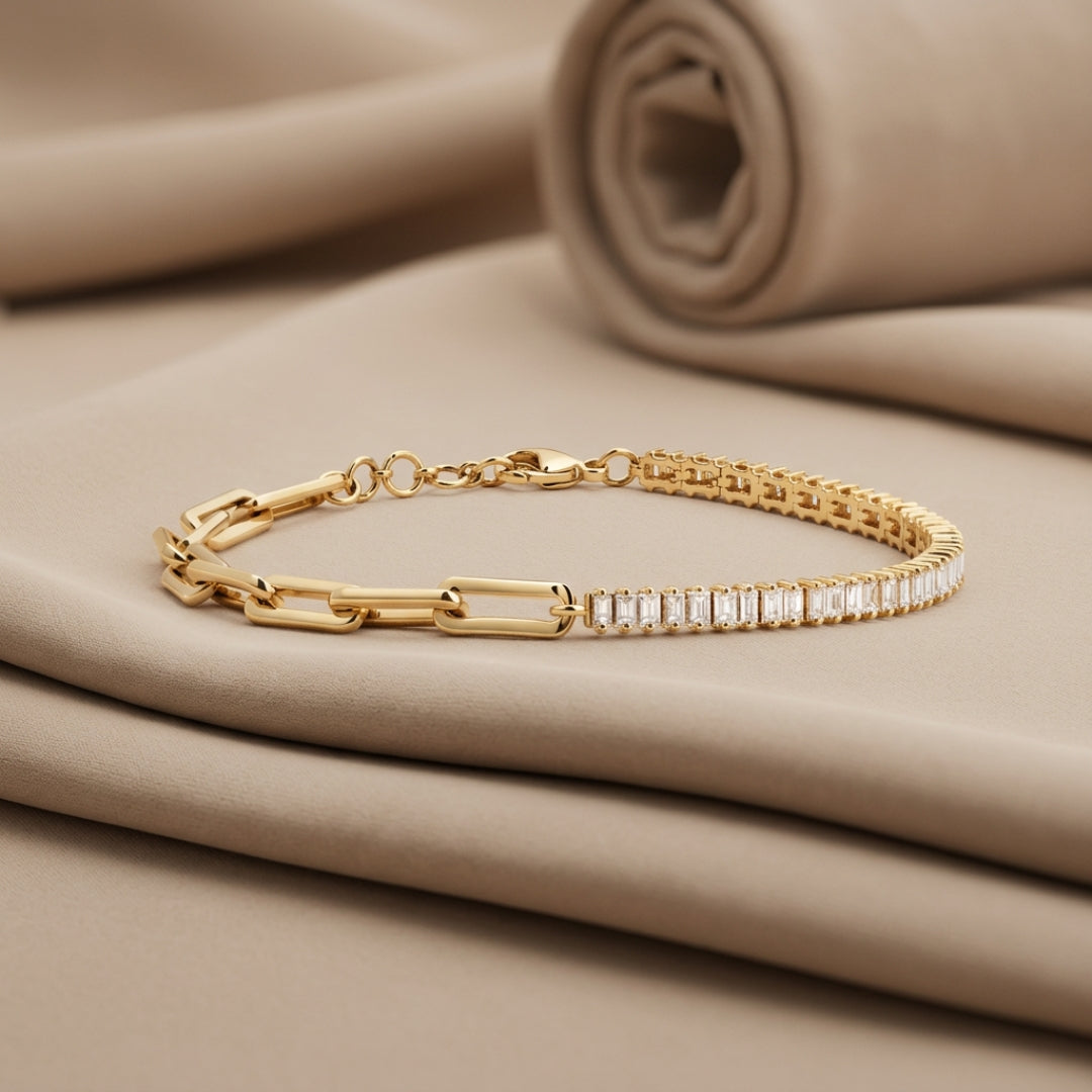 Serena Baguette Tennis Link Bracelet Diamond