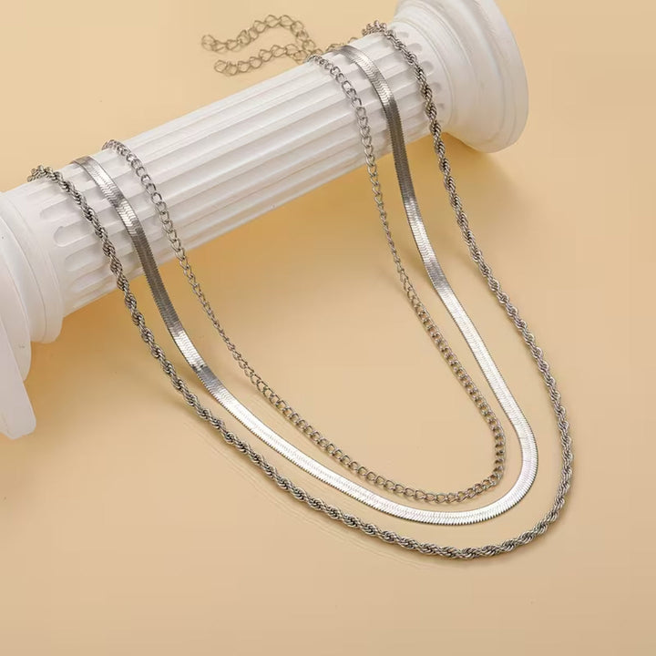 Triple Layer Snake &amp; Rope Necklace