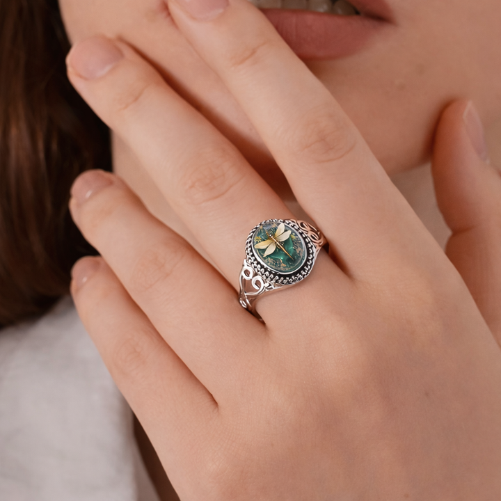 Dragonfly Seal Silver Ring