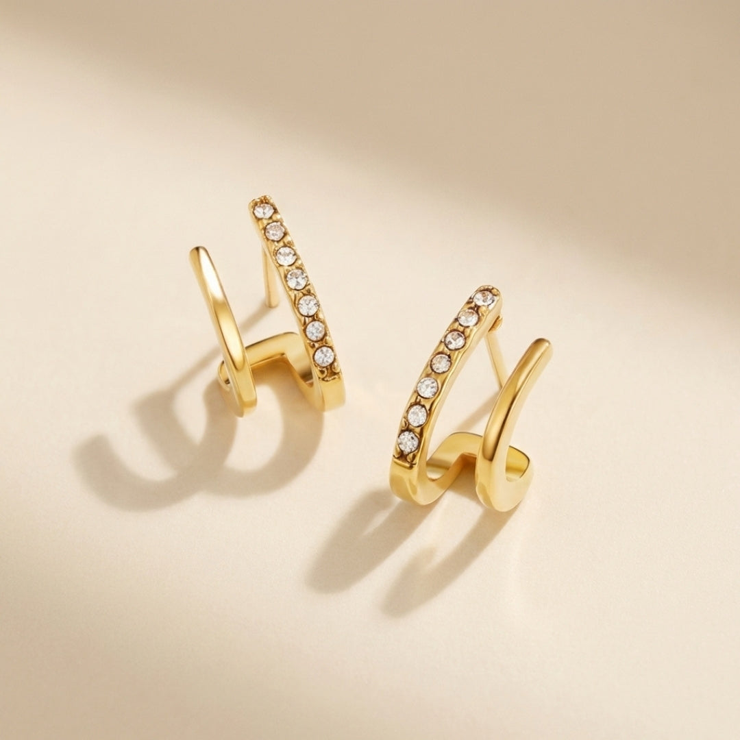 18K Gold &amp; Crystal Claw Earrings