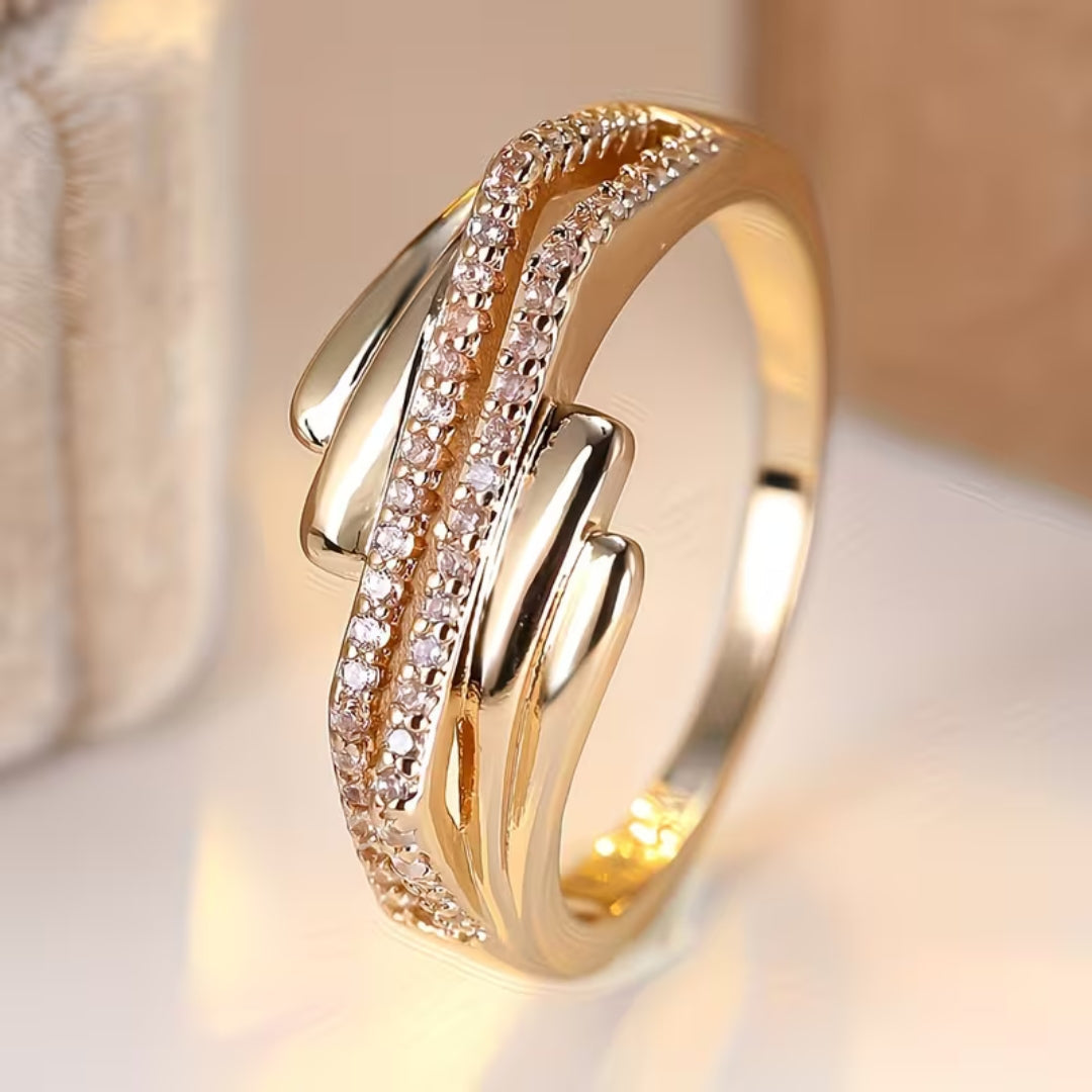 Interwoven Pave &amp; Gold Ring