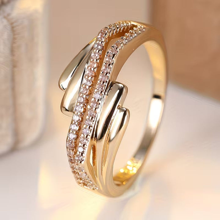 Interwoven Pave &amp; Gold Ring