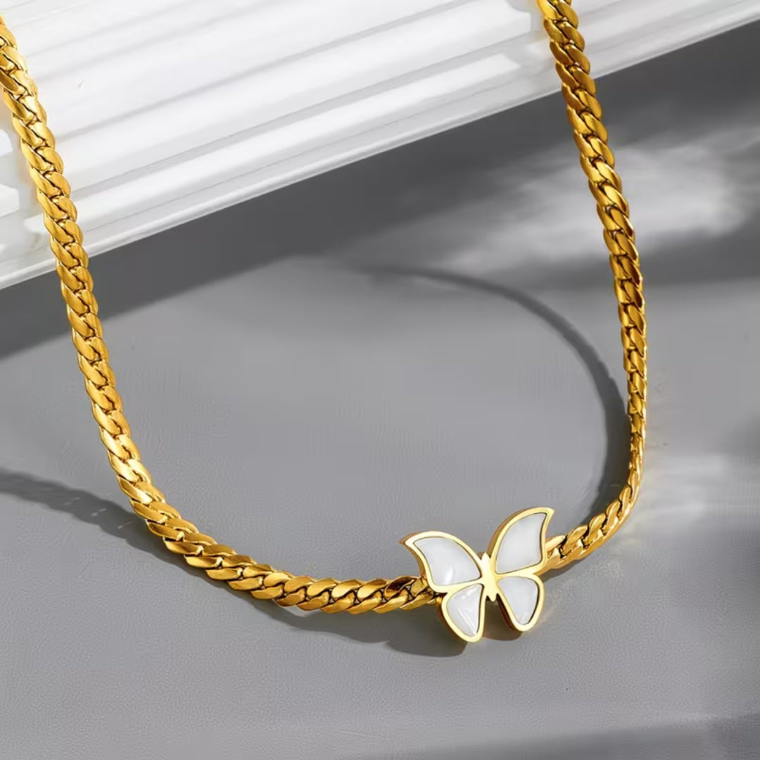 White Butterfly Necklace &amp; Bracelet Set