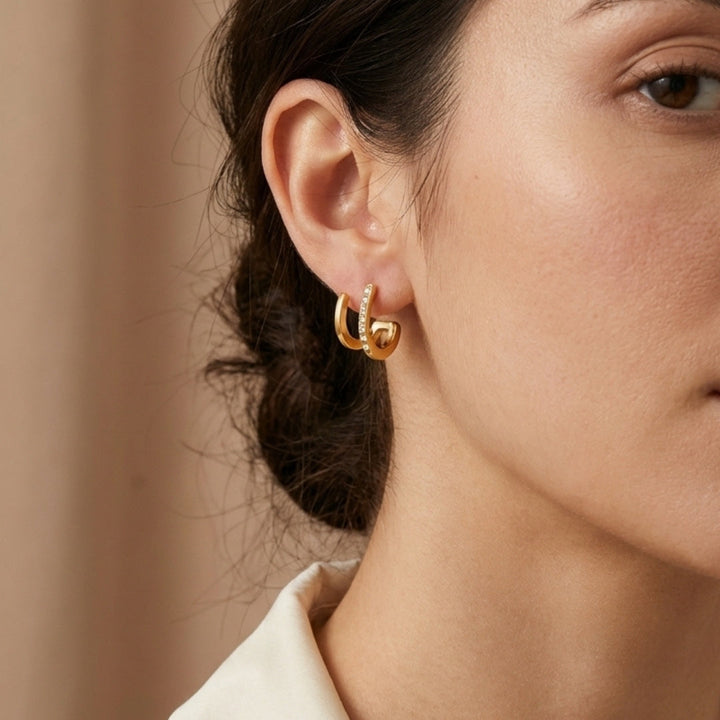 18K Gold &amp; Crystal Claw Earrings