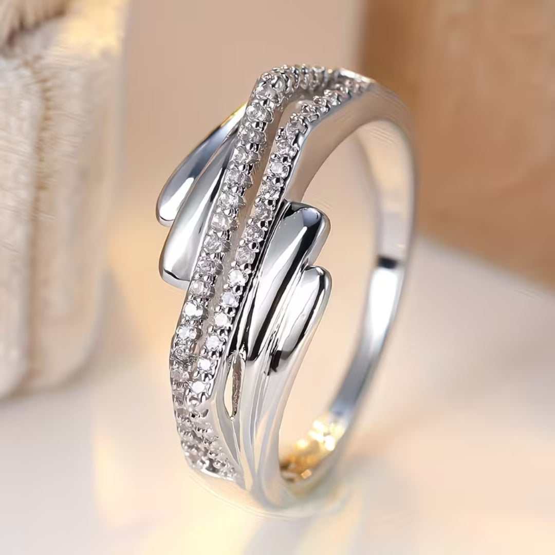 Interwoven Pave &amp; Gold Ring