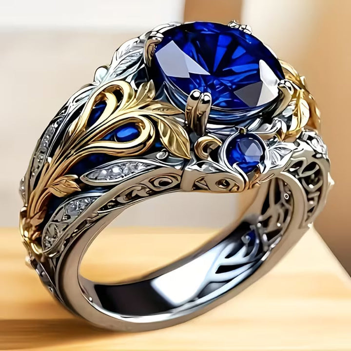 Royal Blue Vintage Floral Ring