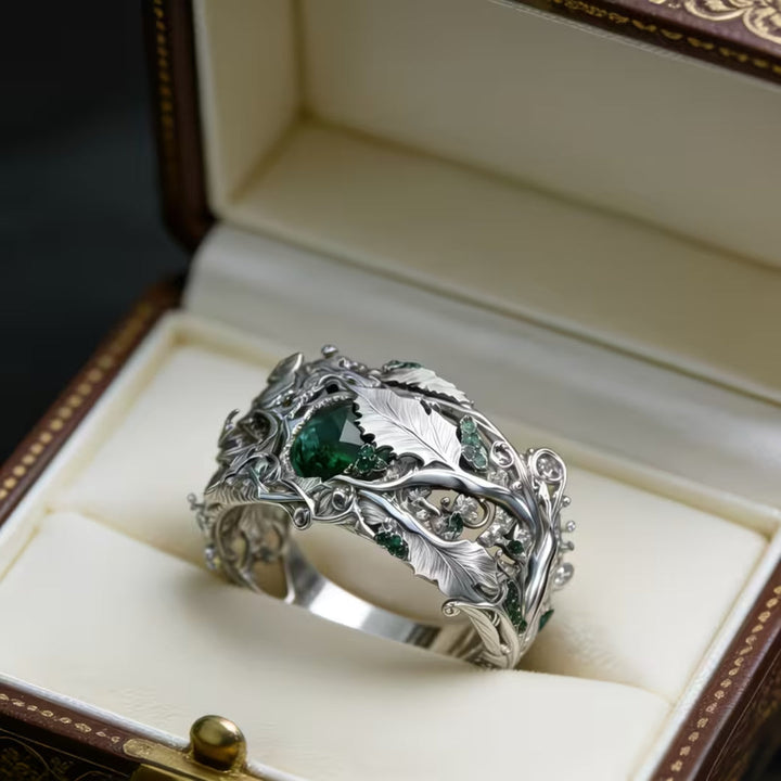 Elven Vine Green Crystal Ring
