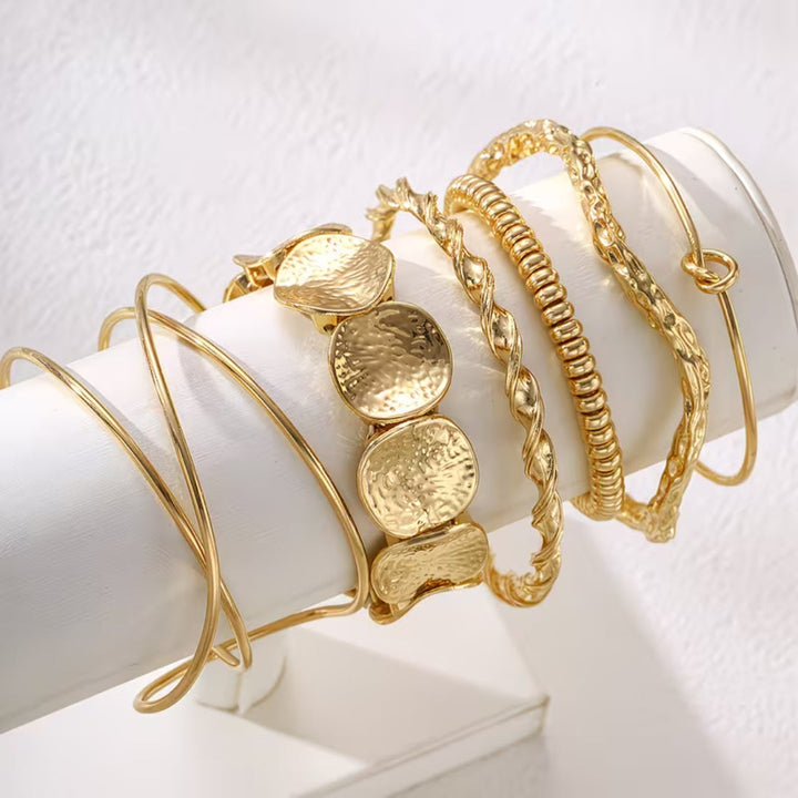Hammered Wavy Bangle Set