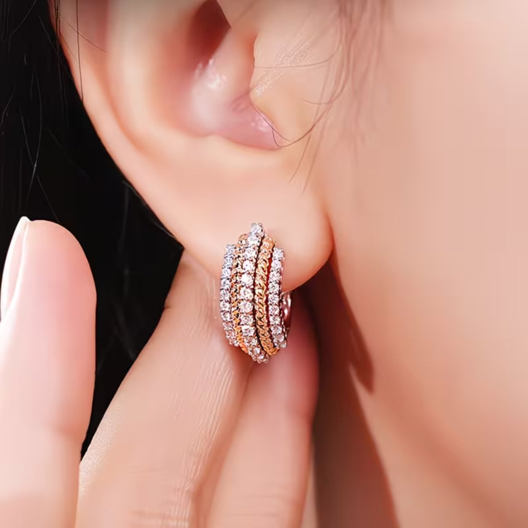 Multi-Row Rope &amp; Pave Hoop Earrings