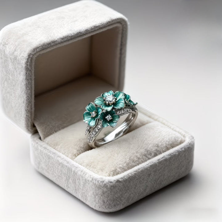 Vintage Floral Red Stone Ring