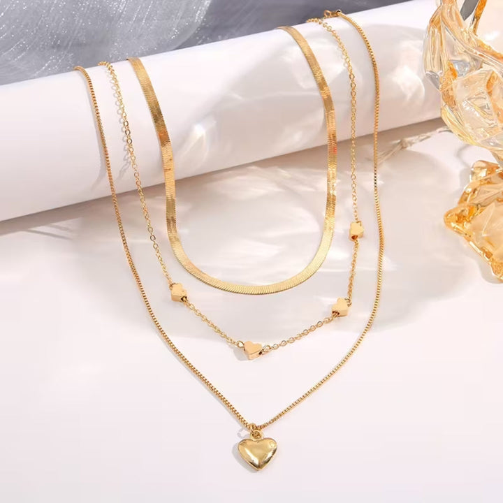 Layered Heart Snake Necklace