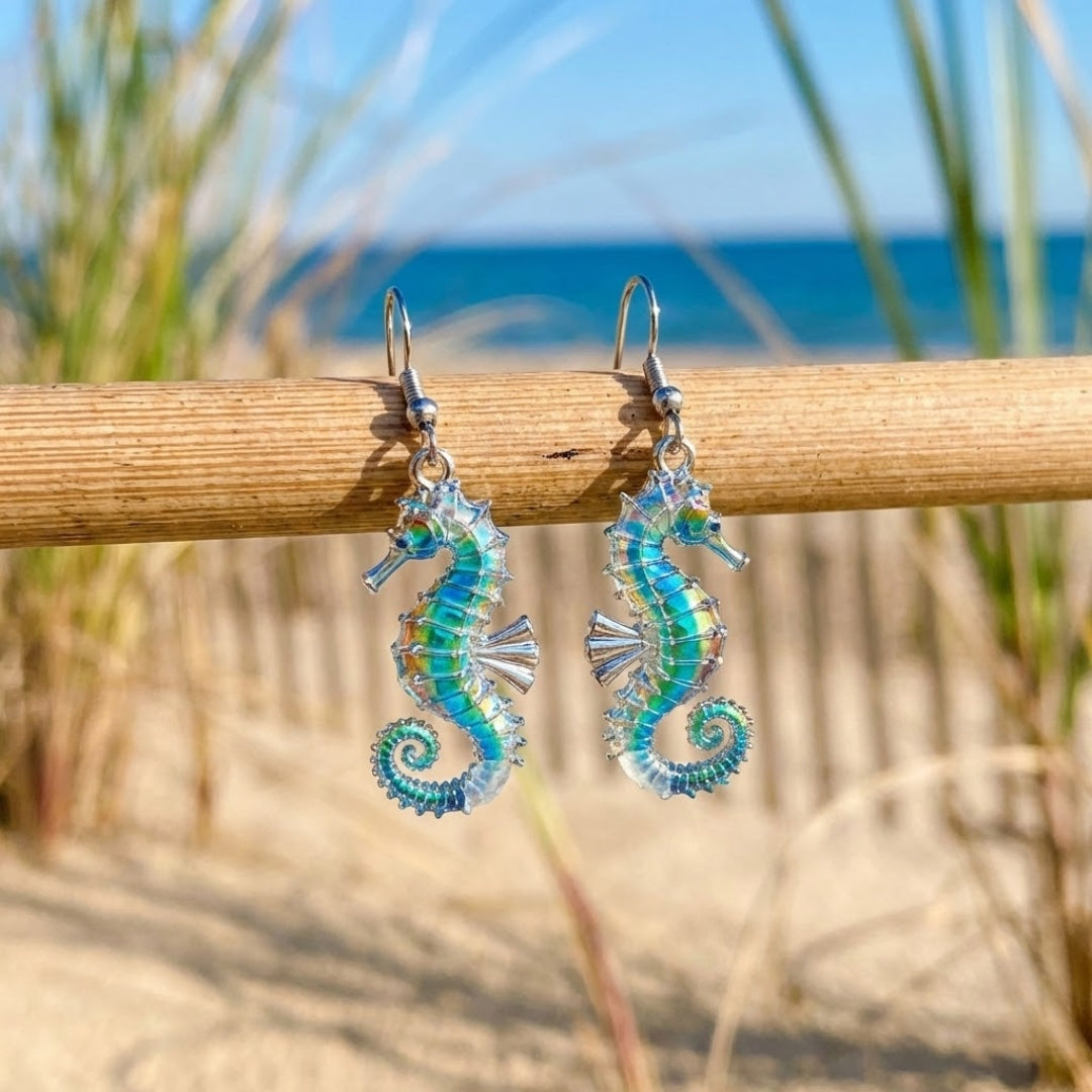 Blue Seahorse Earrings
