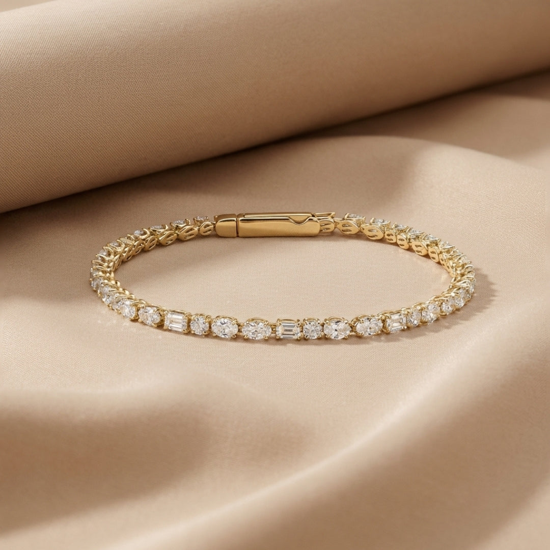 Esme Fancy Shape Tennis Bracelet 4ctw Yellow Gold