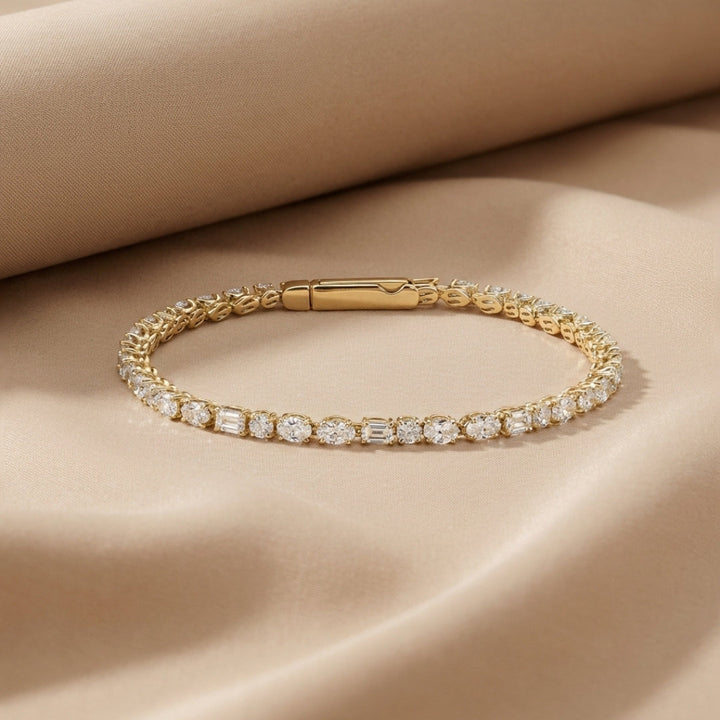 Esme Fancy Shape Tennis Bracelet 4ctw Yellow Gold