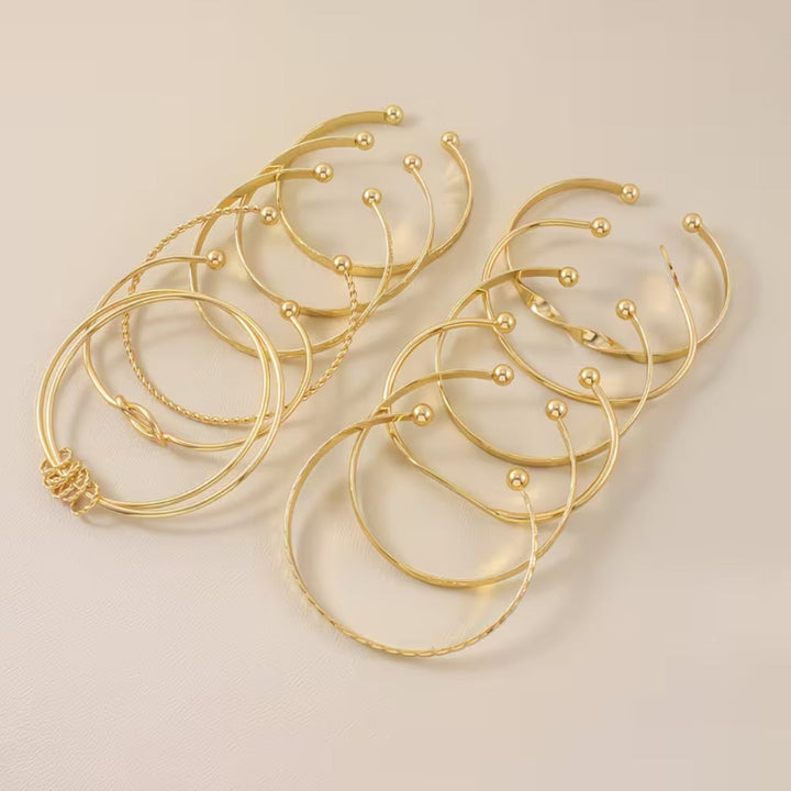 Textured Gold Bangle Stack Set