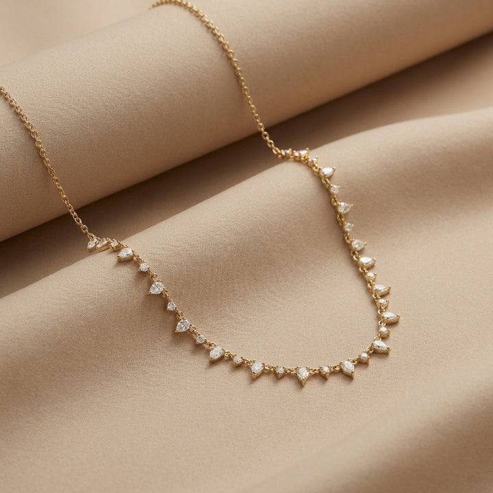 Juliette Diamond Row Necklace Yellow Gold