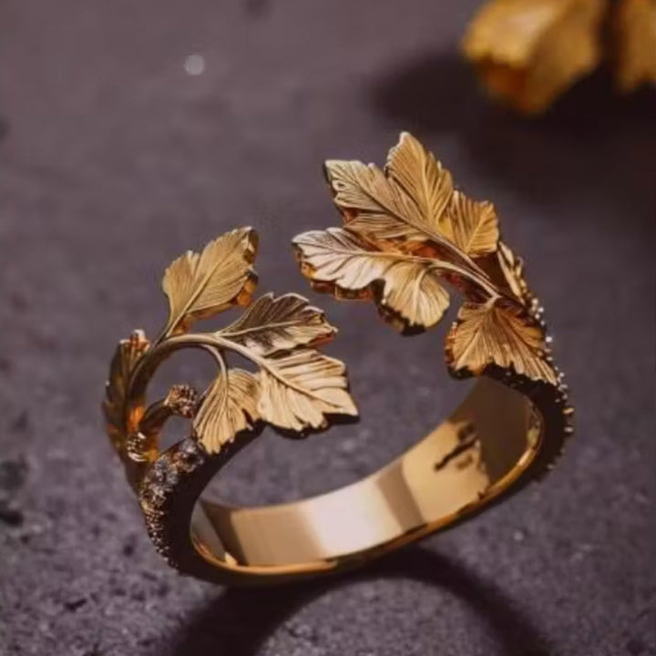 Textured Gold Leaf Wrap Ring