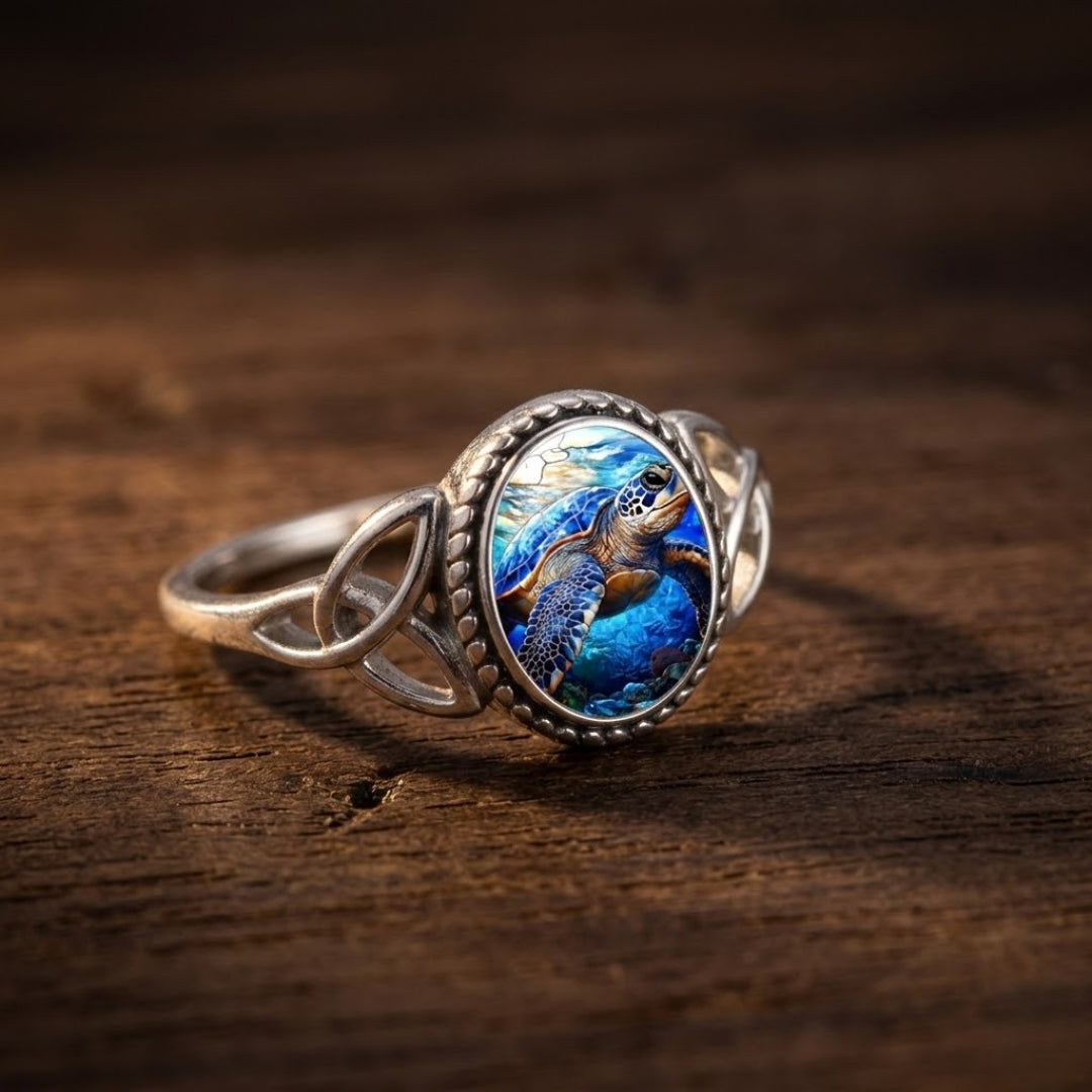 Turtle Seal Silver Ring