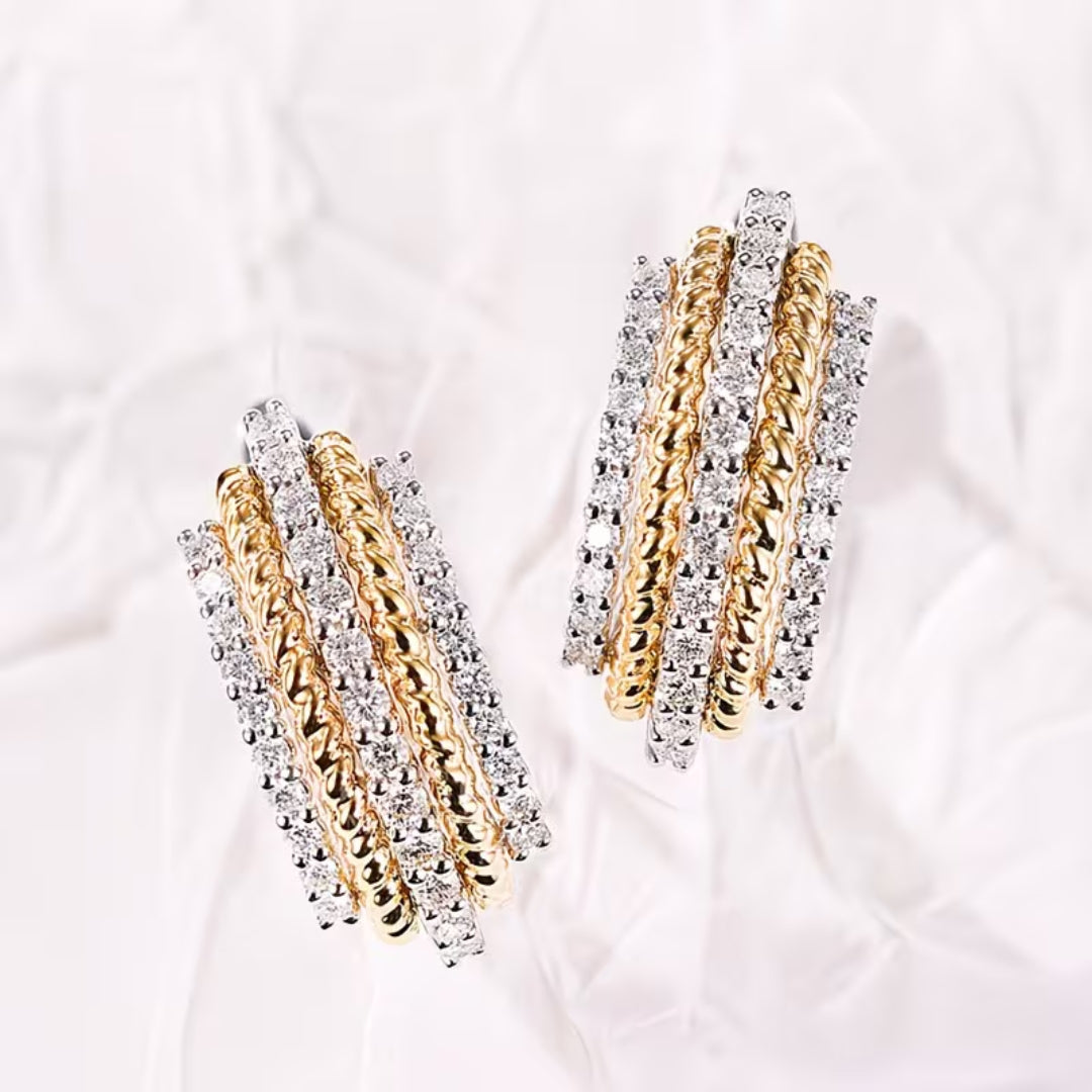 Multi-Row Rope &amp; Pave Hoop Earrings