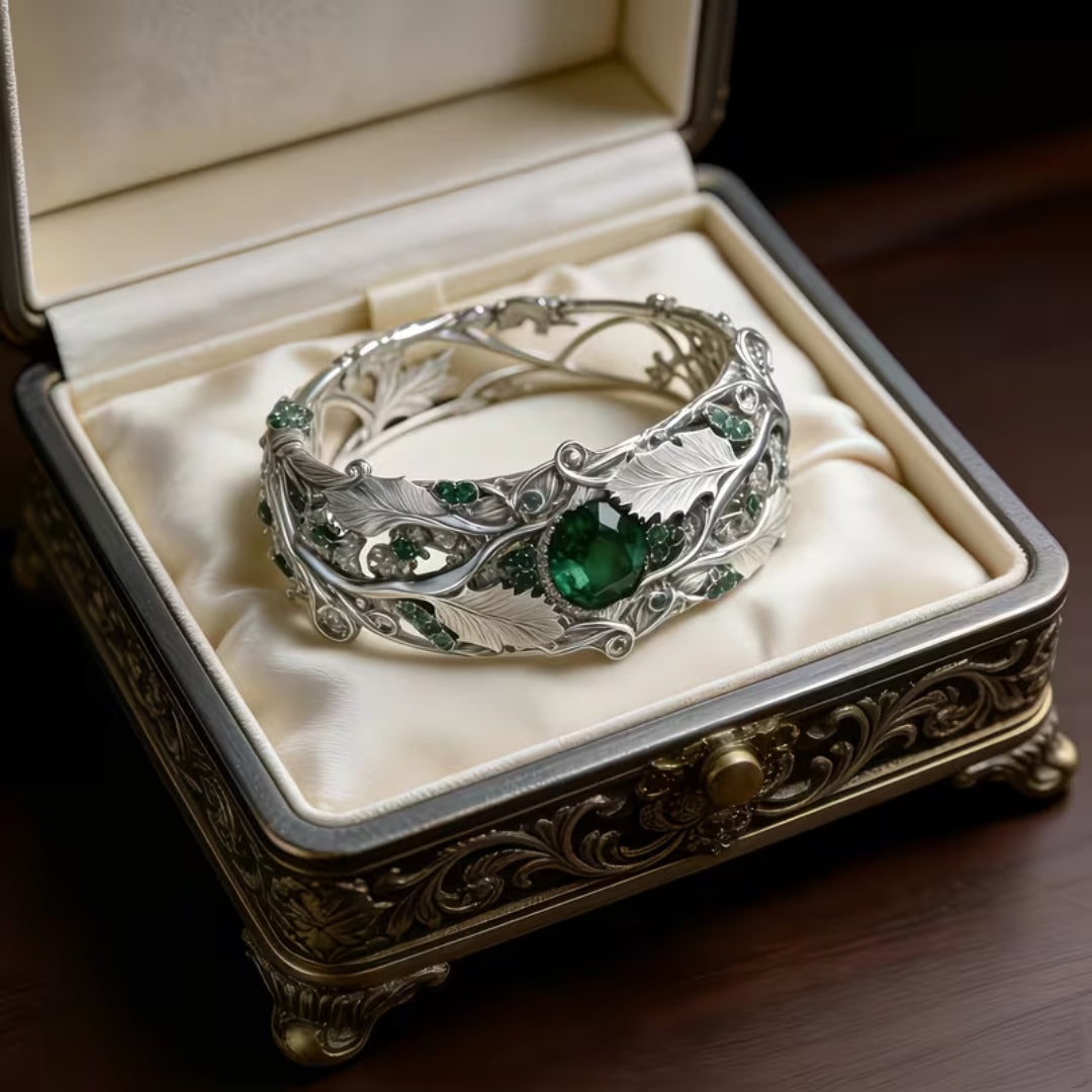 Elven Vine Green Crystal Ring