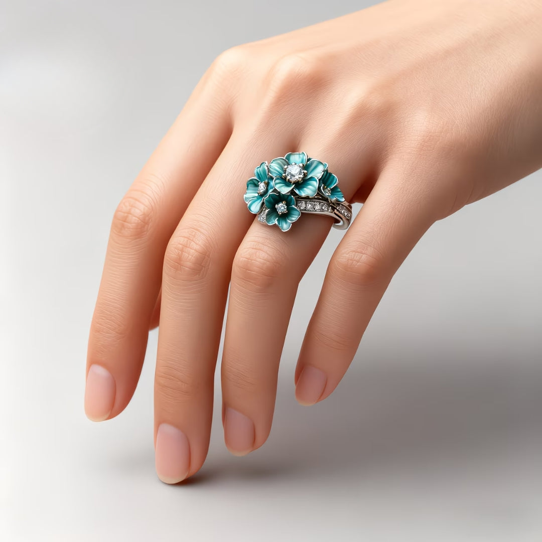 Vintage Floral Red Stone Ring