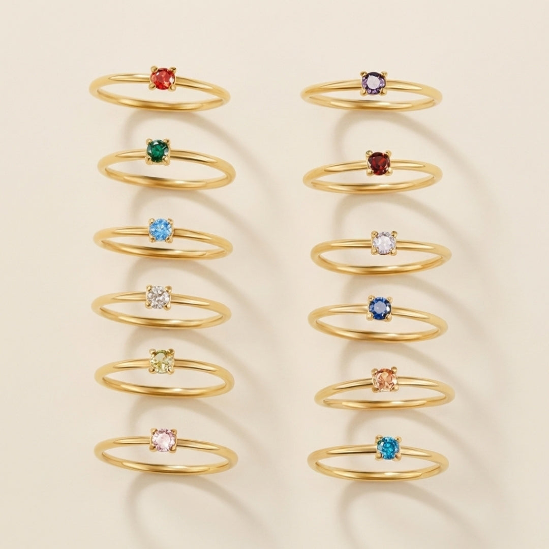 Birthstone 18K Gold Rings