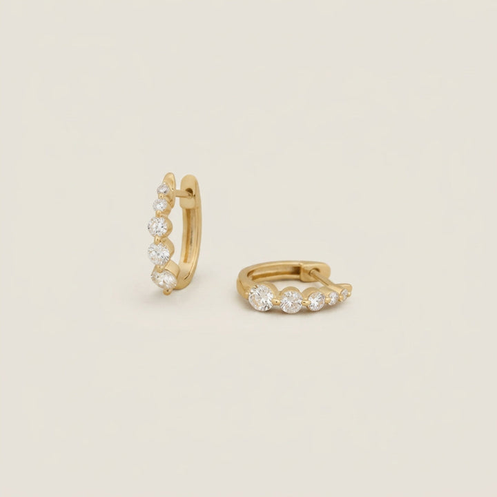 Graduated Huggie Earrings Diamond