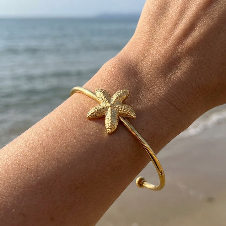 Golden Starfish Open Bracelet