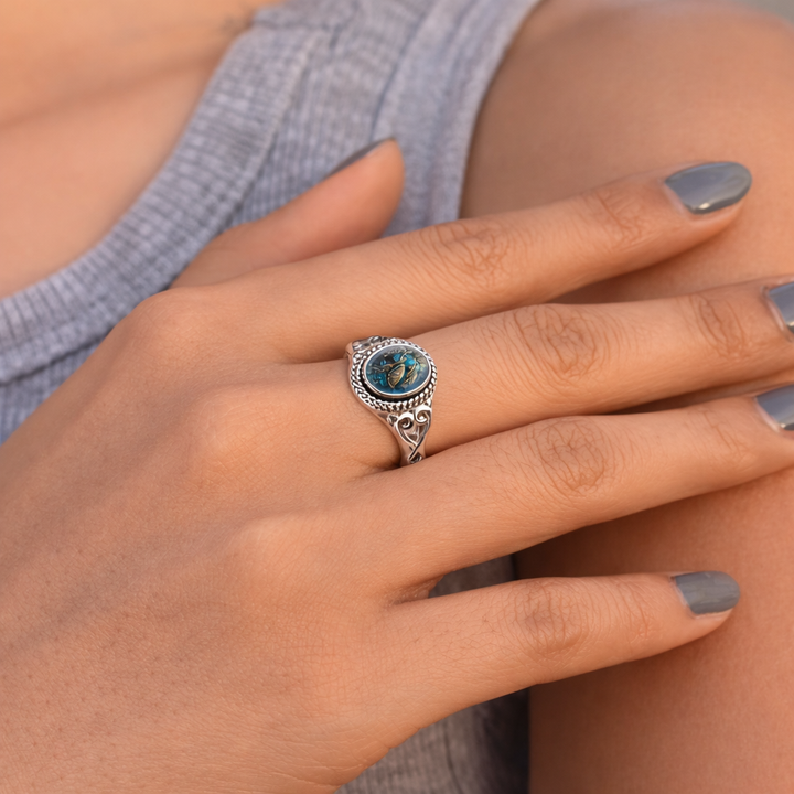 Sea Turtle Seal Silver Ring
