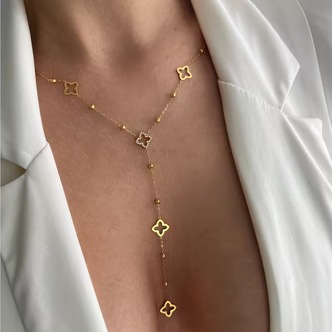 Elegant Clover Y-Drop Necklace