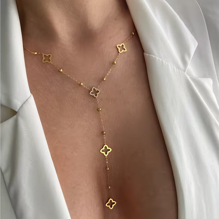 Elegant Clover Y-Drop Necklace