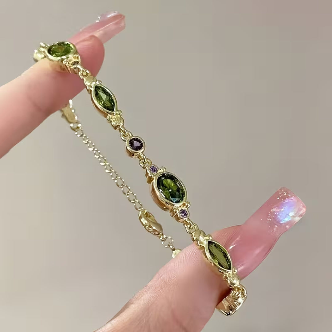 Green Marquise Cut Chain Bracelet
