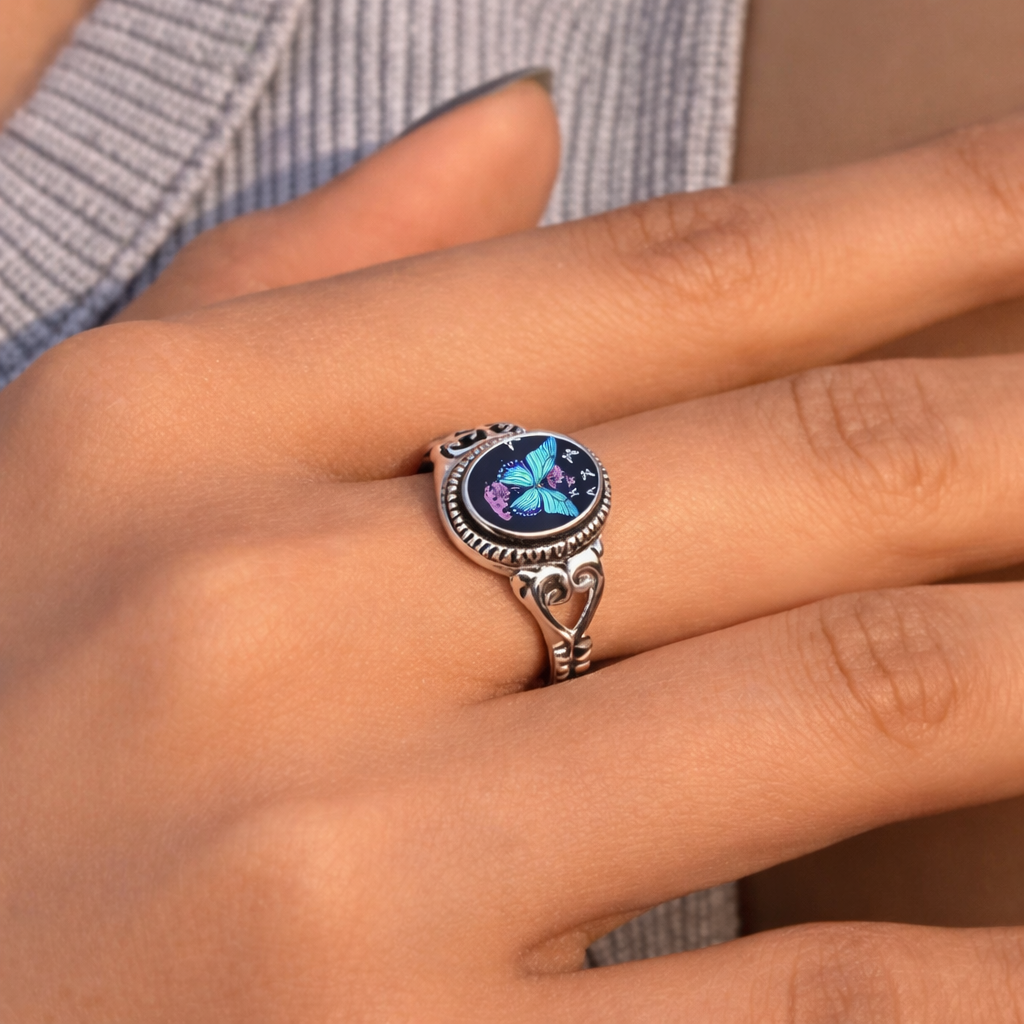 Butterfly Seal Silver Ring