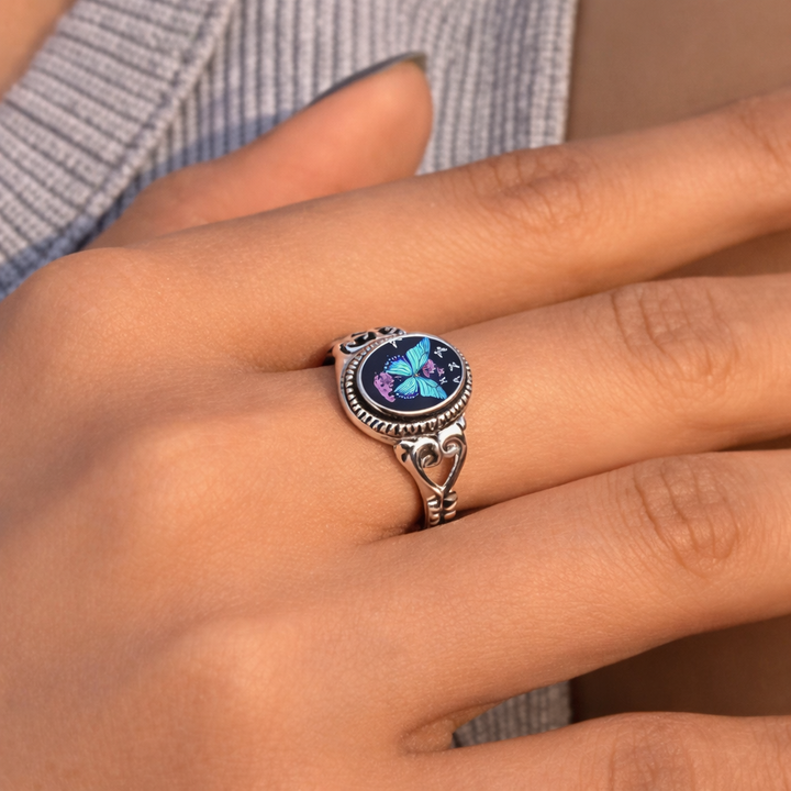 Butterfly Seal Silver Ring