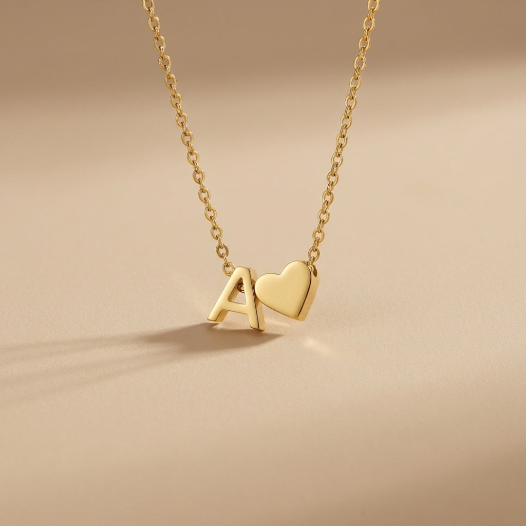 Forever Love &amp; Letter Gold Necklace