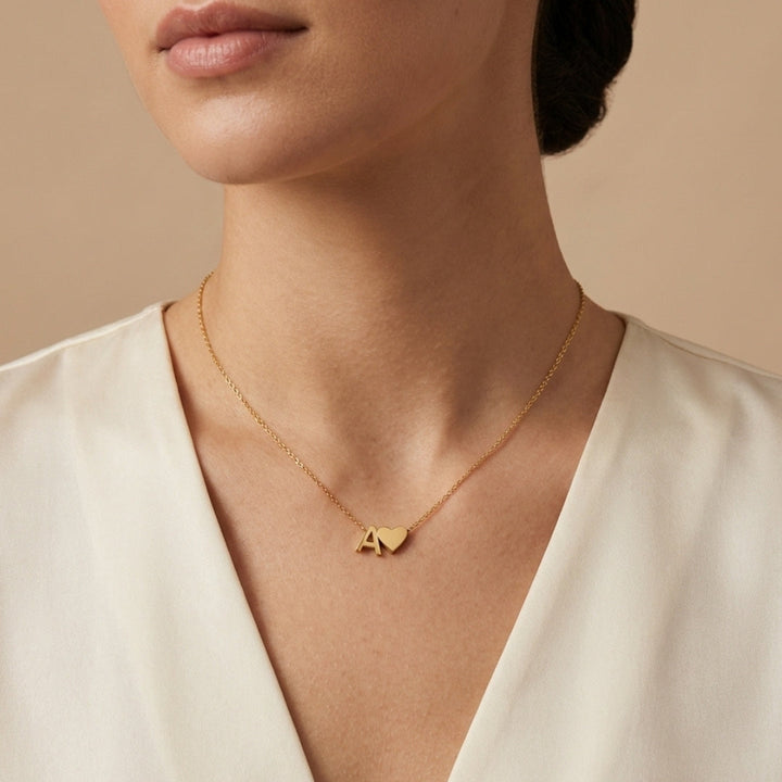 Forever Love &amp; Letter Gold Necklace
