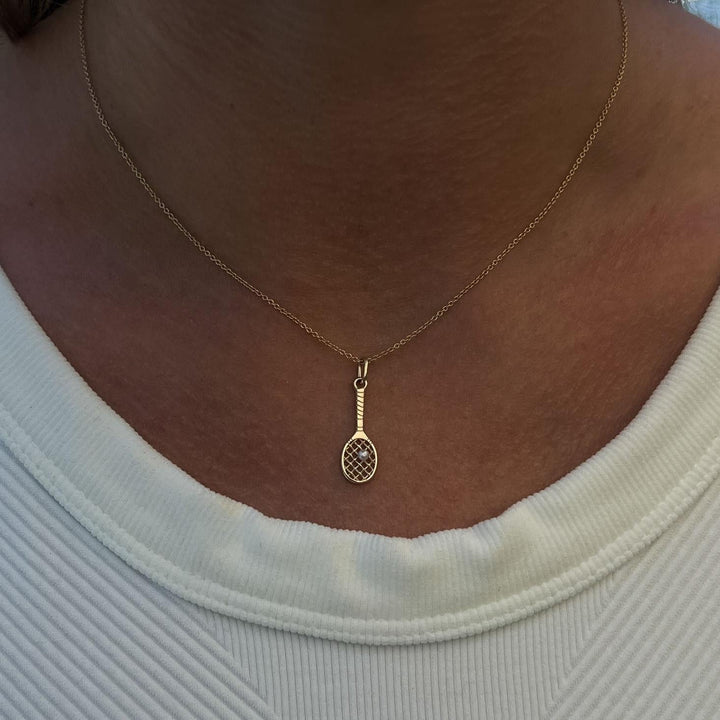 Kinn x Sunset Tennis Club Ball And Racquet Necklace Pearl