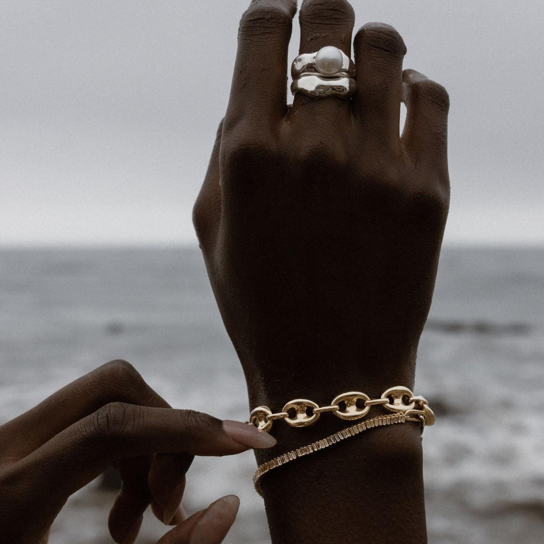 Puffed Mariner Chain Bracelet Gold