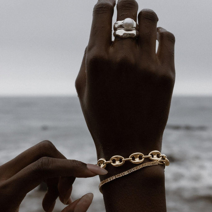 Puffed Mariner Chain Bracelet Gold