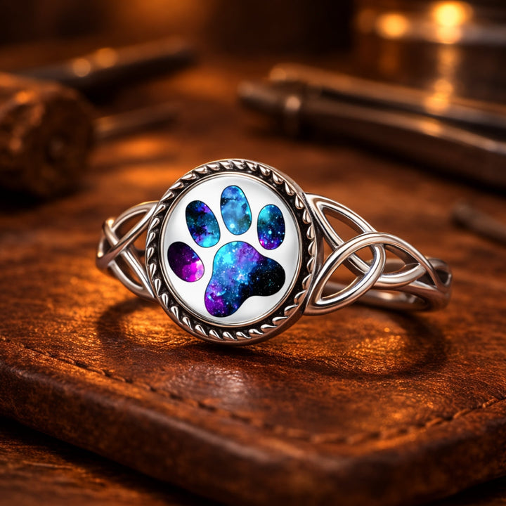 Hand-Finished Cosmic Galaxy Paw Ring