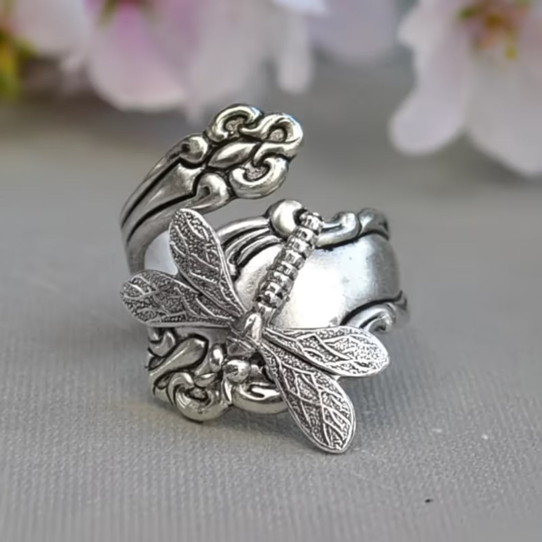 Antique Dragonfly Spoon Ring
