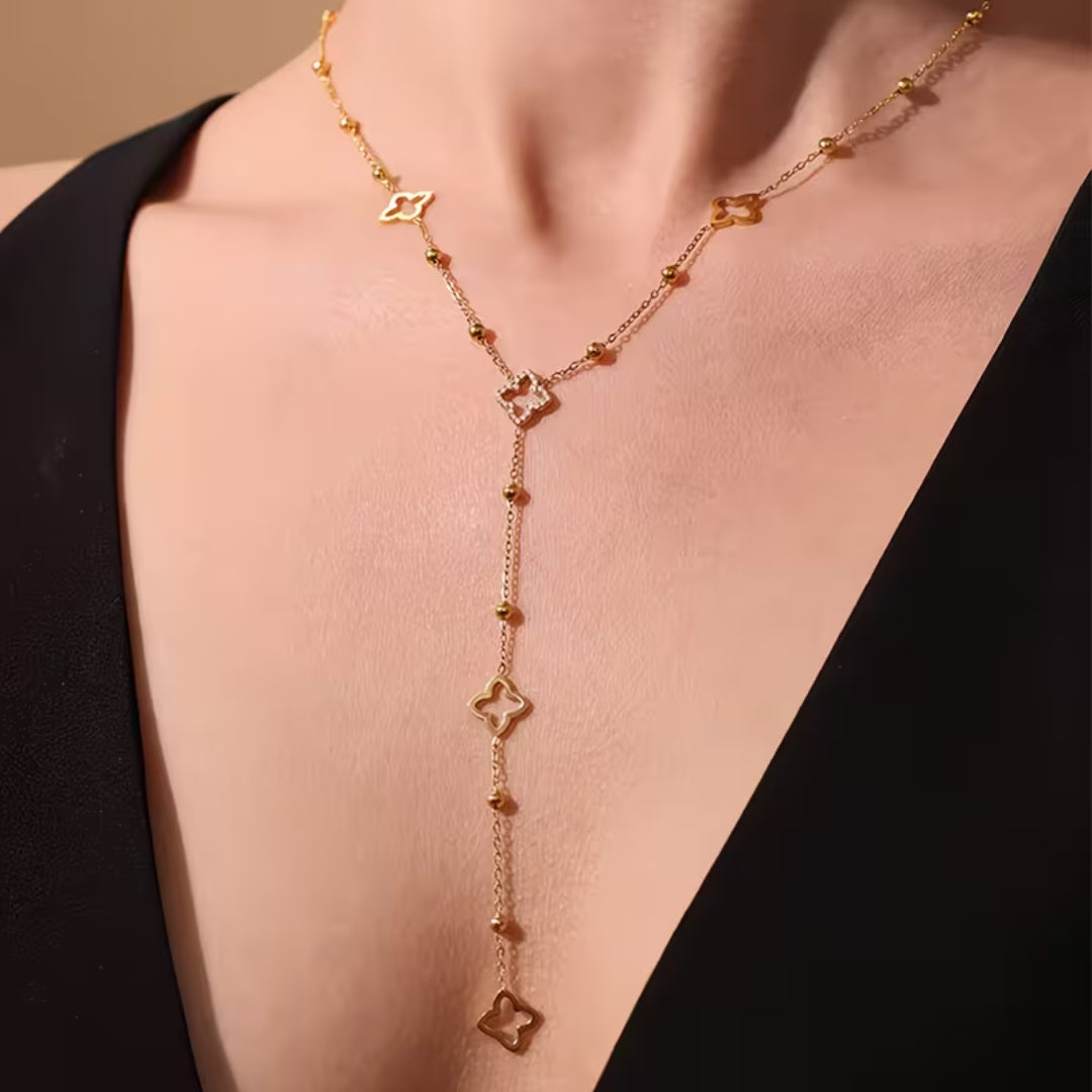 Elegant Clover Y-Drop Necklace