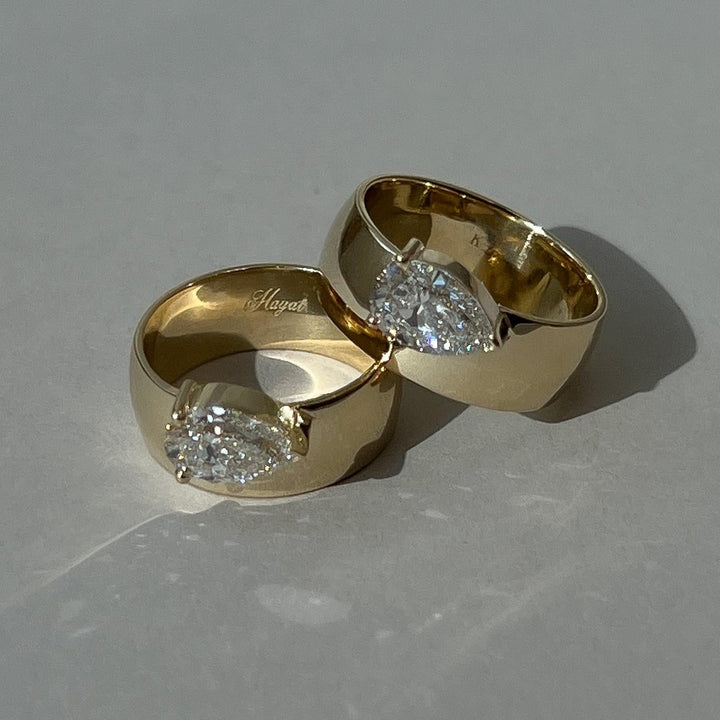 Porter Cigar Band Ring Pear Diamond