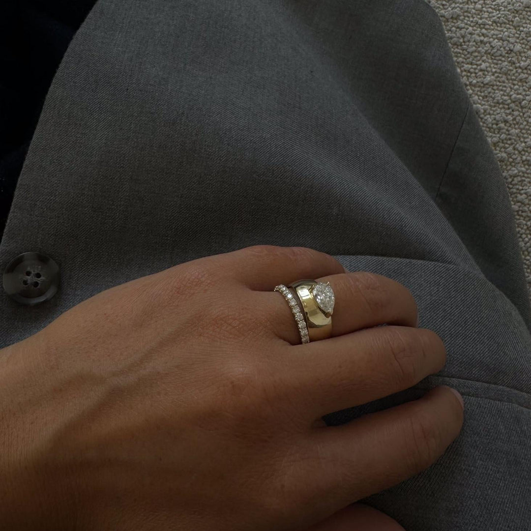 Porter Cigar Band Ring Pear Diamond
