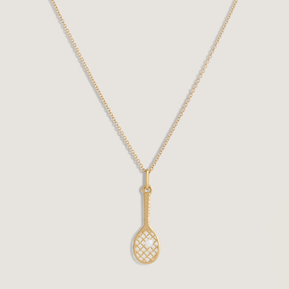 Kinn x Sunset Tennis Club Ball And Racquet Necklace Pearl