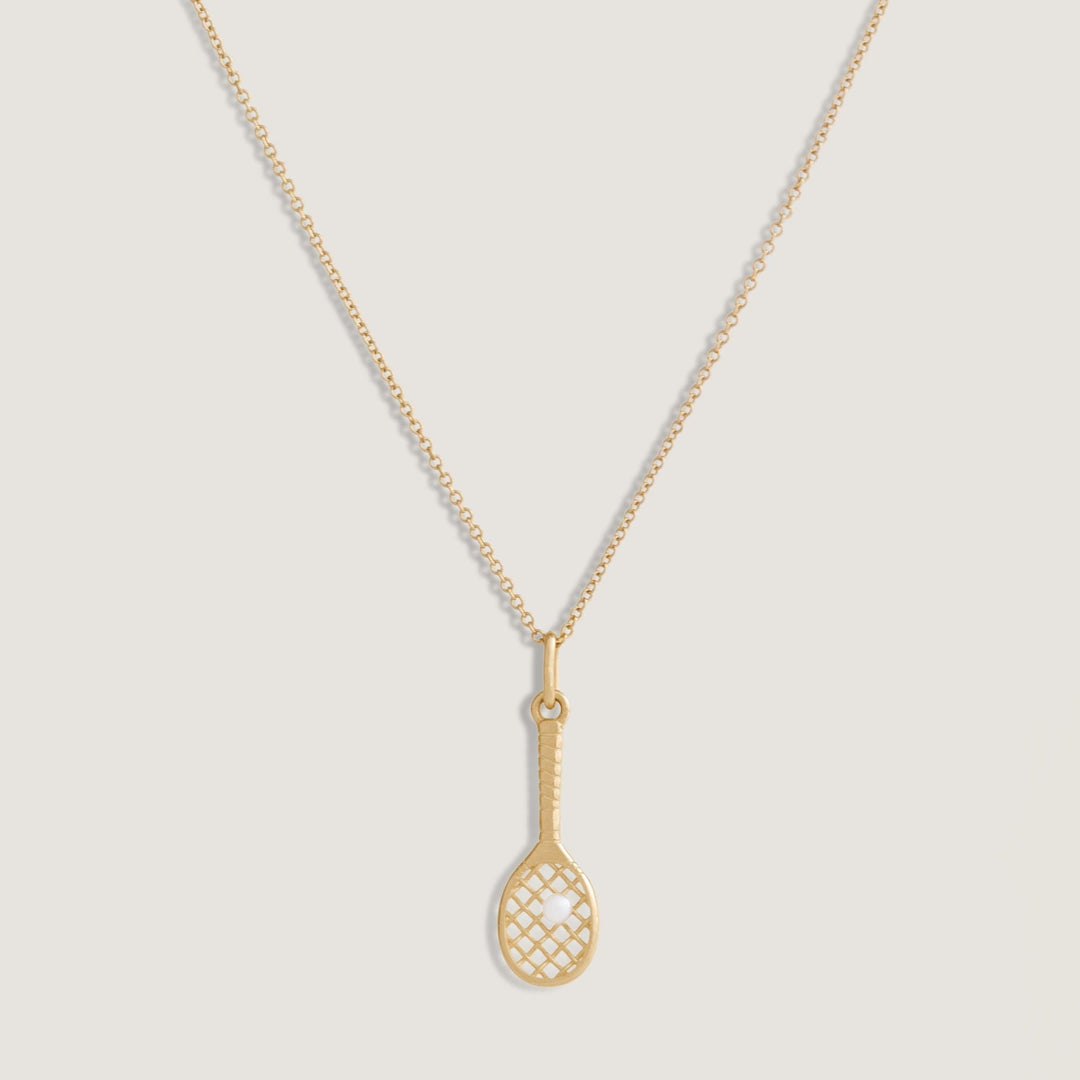Kinn x Sunset Tennis Club Ball And Racquet Necklace Pearl